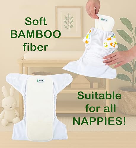 KOLO – Set di 5 inserti assorbenti – 4 strati, Bambù 100% lavabili e riutilizzabili. Kit di alta qualità, fodere adatte a tutti i pannolini riutilizzabili. Confezione Regalo Inclusa - Funzionalità e accessori