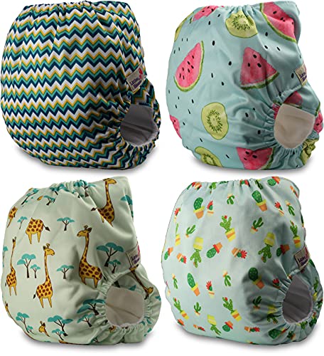 Littles and Bloomz FLP2-0401 - Pannolino lavabile per bambini, riutilizzabile, con bottoni a pressione standard, confezione da 4 pannolini - Prova pratica