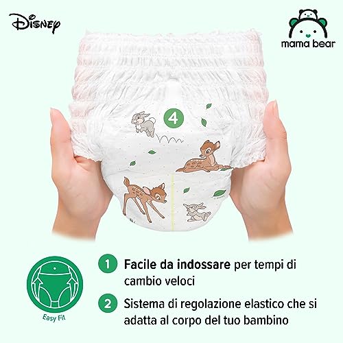 Marchio Amazon - Mama Bear Disney Pannolini mutandina, Taglia 4 (9-15 kg), Bianco, 80 Unità - Funzionalità e accessori