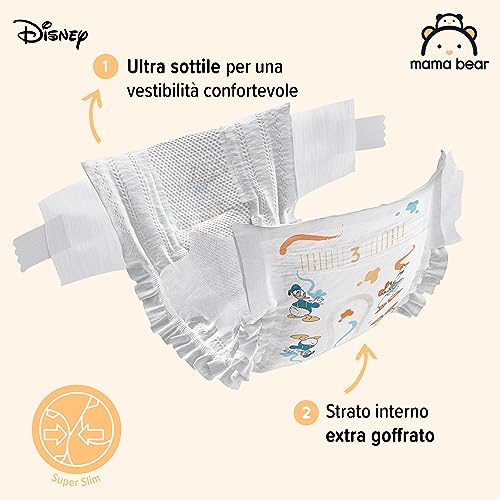 Marchio Amazon - Mama Bear Disney Pannolini ultra-asciutti, Taglia 3 (4-9 kg), Bianco, 172 unità (2 confezioni da 86), PACCO MENSILE - Prova pratica