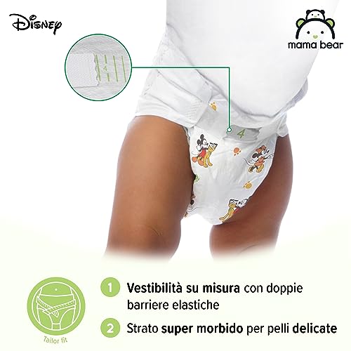 Marchio Amazon - Mama Bear Disney Pannolini ultra asciutti, Taglia 4 (8-14 kg), Bianchi, 168 Unità, 2 Confezione da 84, PACCO MENSILE - Funzionalità e accessori