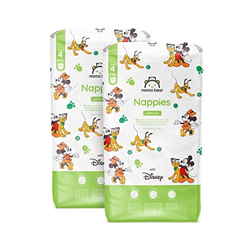 Marchio Amazon - Mama Bear Disney Pannolini ultra asciutti, Taglia 4 (8-14 kg), Bianchi, 168 Unità, 2 Confezione da 84, PACCO MENSILE - Design e materiali
