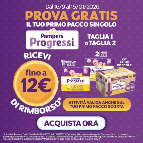 Pampers Progressi Primi Giorni, 84 Pannolini, Due Pacchi Taglia 1 (2-5 Kg) e Un Pacco Taglia 2 (3-6 Kg) - Funzionalità e accessori
