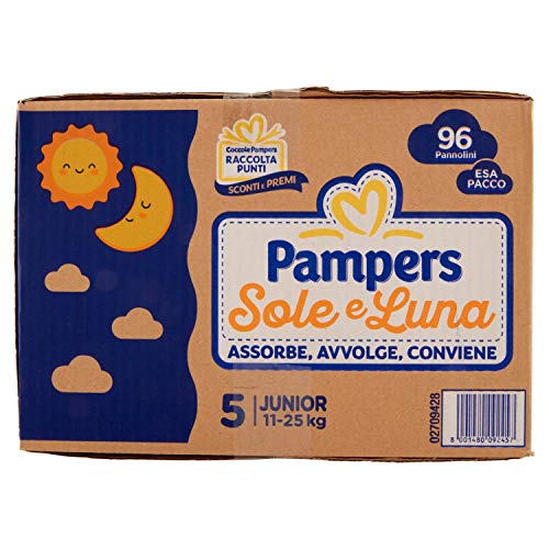 Pampers Sole e Luna Pannolini Junior, Taglia 5 (11-25 kg), 96 Pannolini - Prova pratica