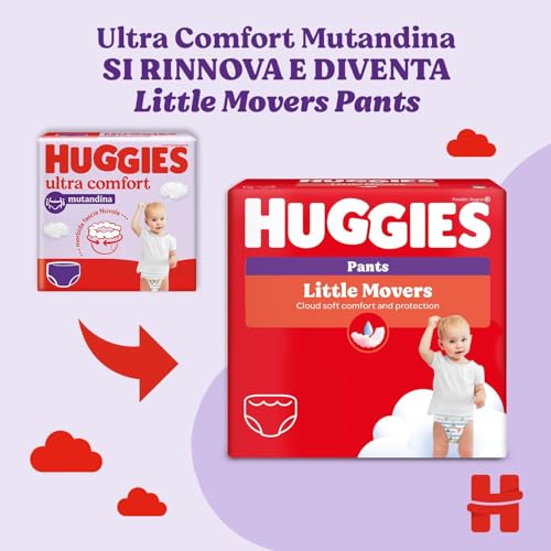 Pannolini Huggies Little Movers Mutandine Taglia 5 (12-17 Kg), Ultra assorbenti, Protezione completa, 56 pezzi - Prova pratica